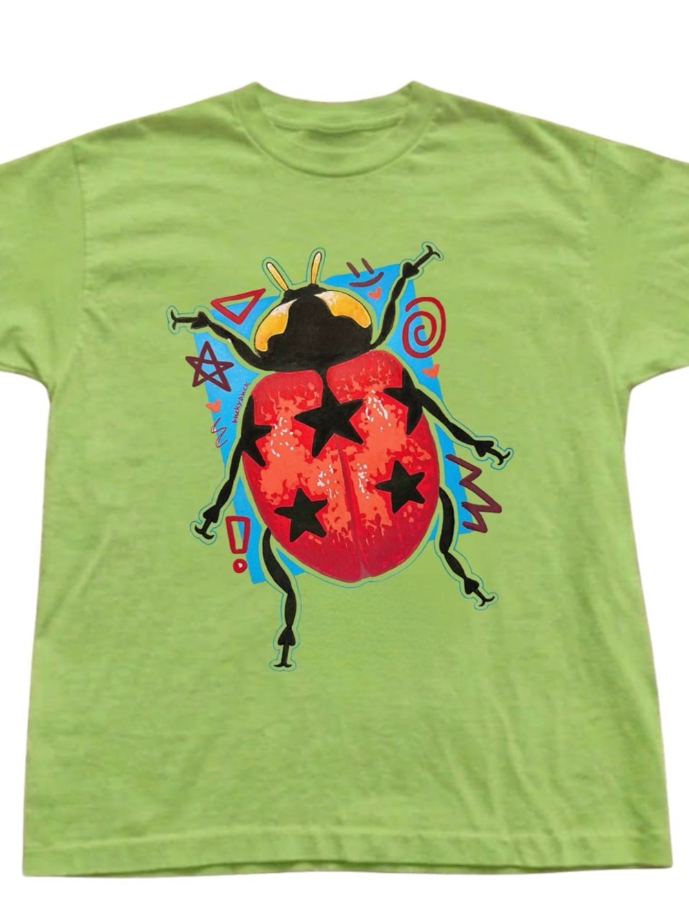 Gildan Green Tee with Red Ladybug Graphic